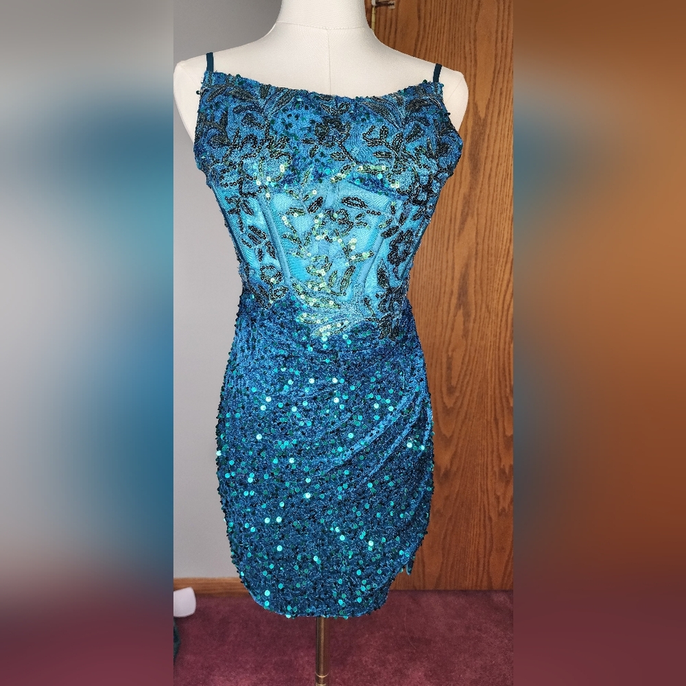 Dazzling Teal Sequin Dress